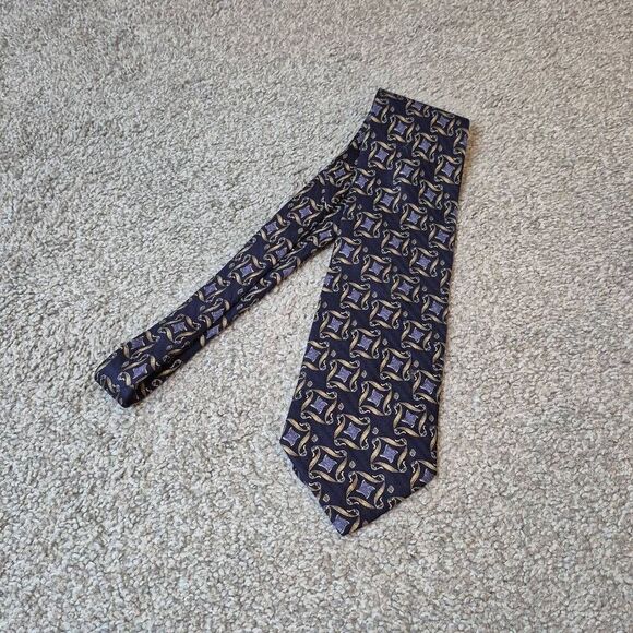 Valentino Silk Tie Geometric Men Necktie Italy - Picture 1 of 5